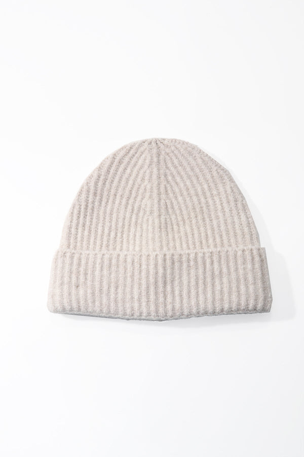 Carraig Donn Beige Knit Ribbed Beanie Hat