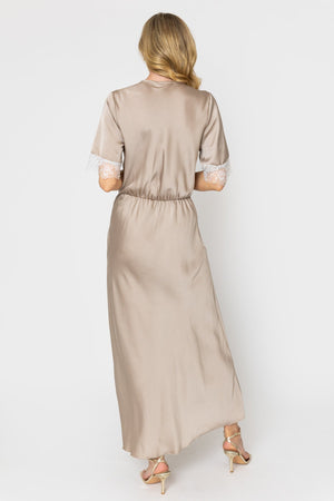 Carraig Donn Beige Lace Trim Maxi Dress