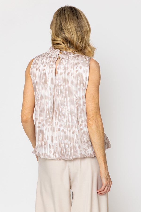 Carraig Donn Beige Lurex Print Halter Top