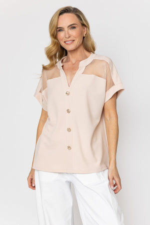 Carraig Donn Beige Mesh Panel Scuba Top