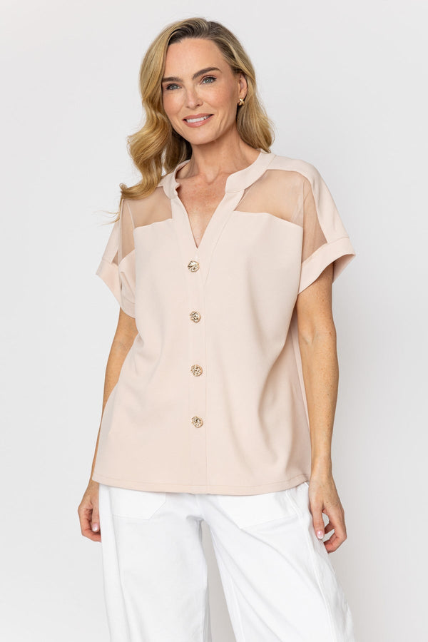 Carraig Donn Beige Mesh Panel Scuba Top