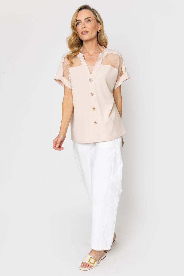 Carraig Donn Beige Mesh Panel Scuba Top
