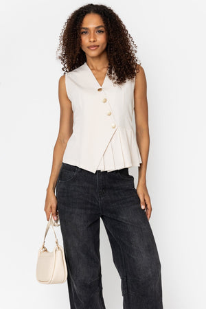 Carraig Donn Beige Pleat Detail Waistcoat