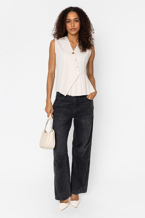 Carraig Donn Beige Pleat Detail Waistcoat