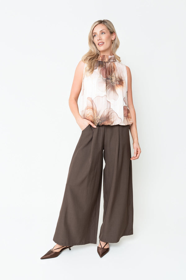 Carraig Donn Beige Print Lurex Halter Sleeveless Top