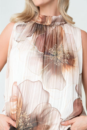 Carraig Donn Beige Print Lurex Halter Sleeveless Top