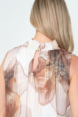 Carraig Donn Beige Print Lurex Halter Sleeveless Top