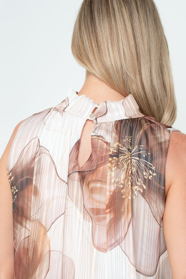 Carraig Donn Beige Print Lurex Halter Sleeveless Top