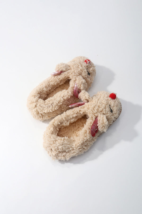 Carraig Donn Beige Reindeer Tartan Slipper Socks