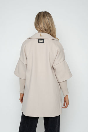 Carraig Donn Beige Rib Sleeve Longline Coat