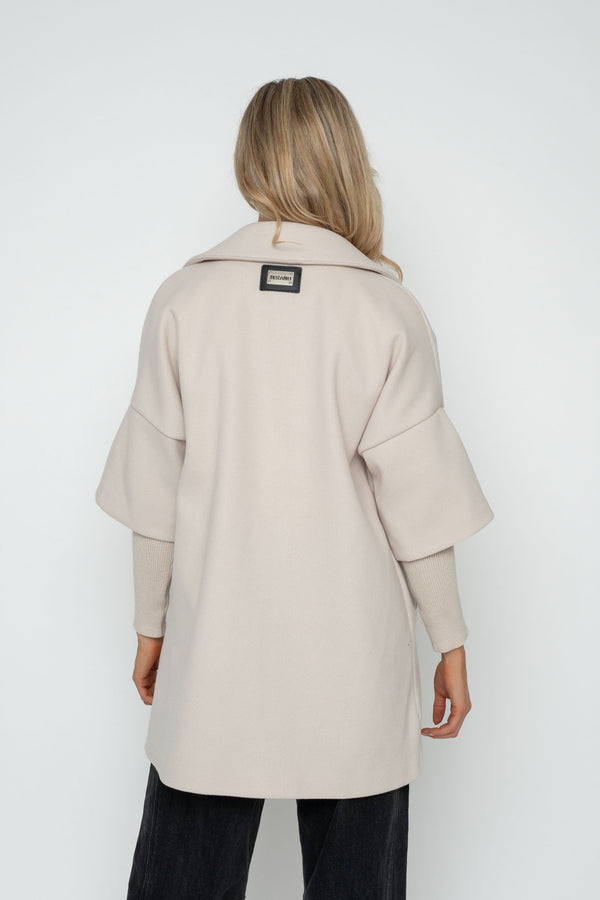 Carraig Donn Beige Rib Sleeve Longline Coat