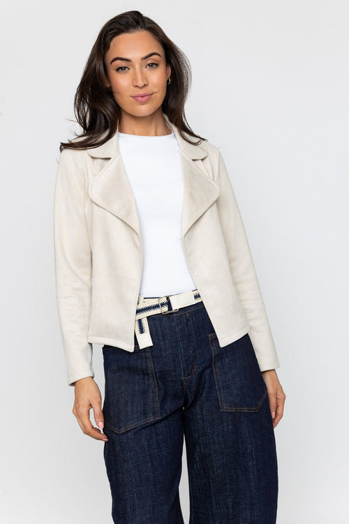 Beige Suede Cover Up Jacket