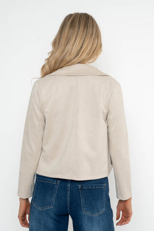Carraig Donn Beige Suede Cropped Cover Up Jacket