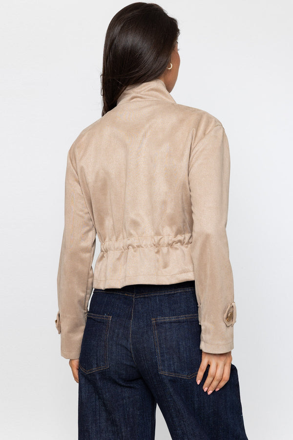 Carraig Donn Beige Suede Drawstring Jacket