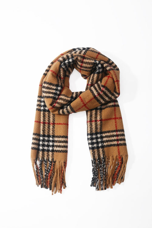 Beige Tartan Print Scarf