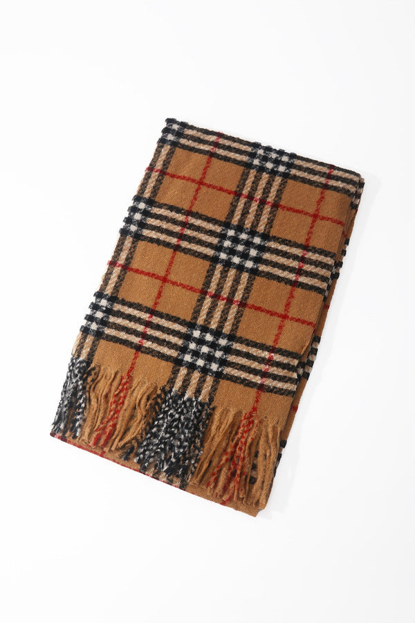 Carraig Donn Beige Tartan Print Scarf