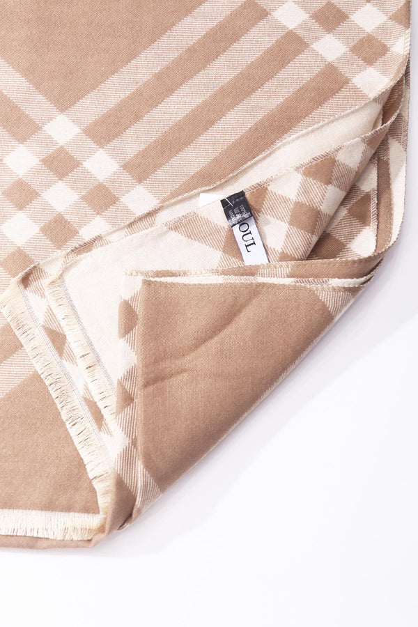 Carraig Donn Beige & White Plaid Viscose Scarf