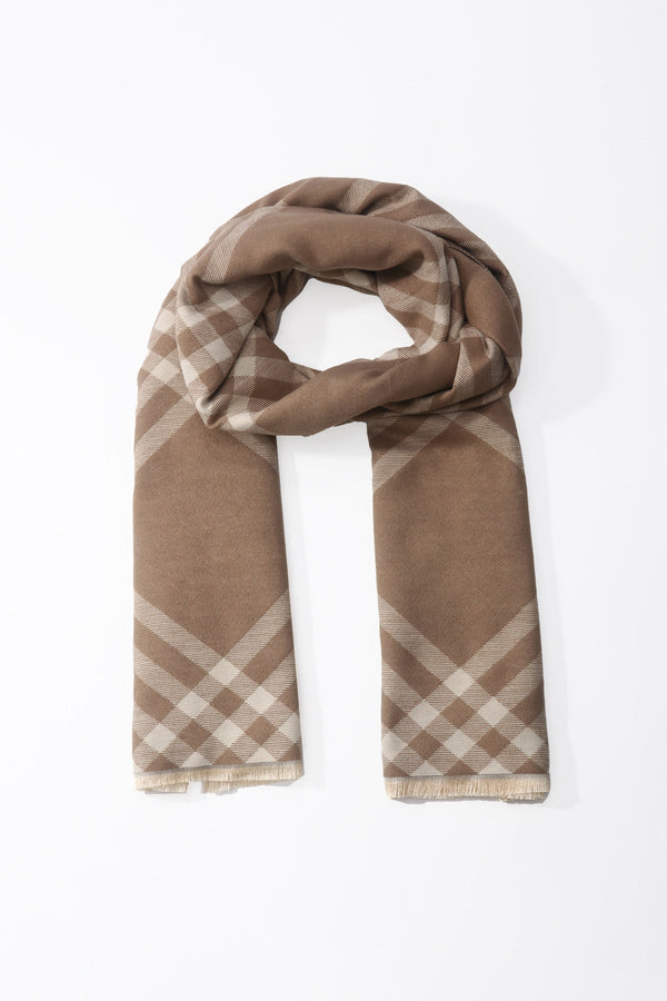 Carraig Donn Beige & White Plaid Viscose Scarf