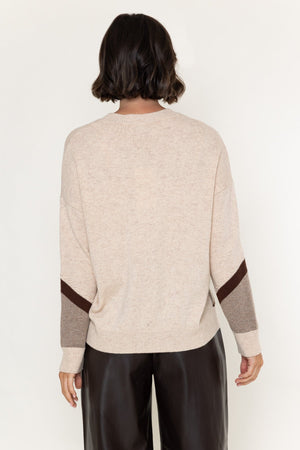Carraig Donn Beige Wool Intarsia Knitted Long Sleeve Sweater