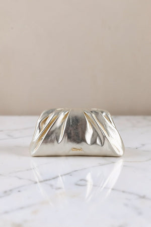 Carraig Donn Bellini Gold Faux Leather Ruched Clutch Bag