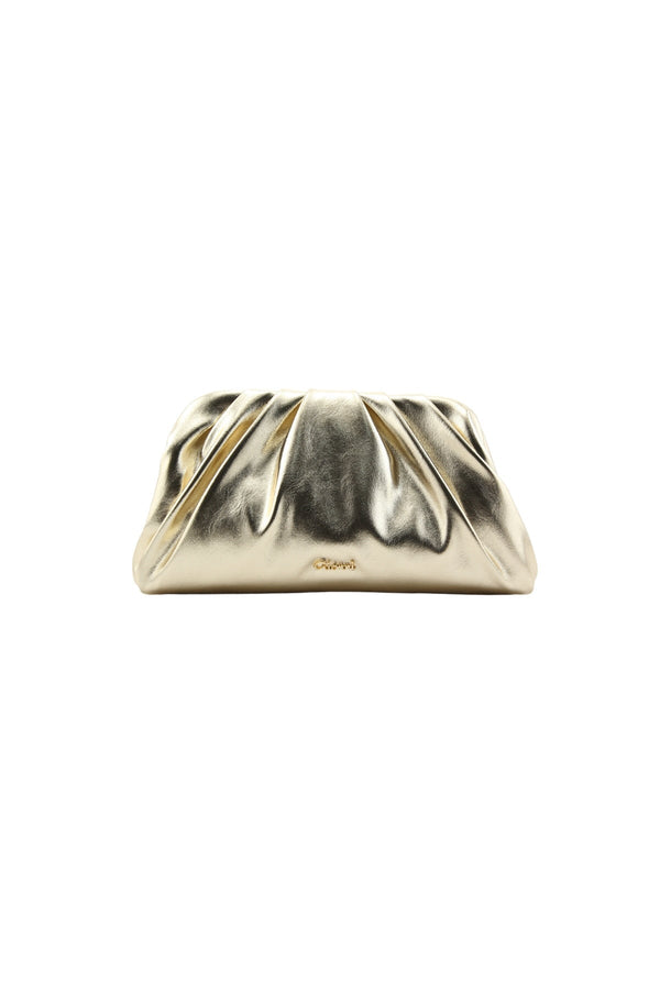 Carraig Donn Bellini Gold Faux Leather Ruched Clutch Bag