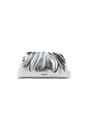 Carraig Donn Bellini Silver Faux Leather Ruched Clutch Bag
