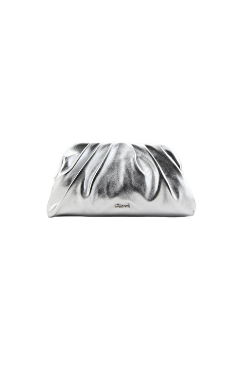 Carraig Donn Bellini Silver Faux Leather Ruched Clutch Bag