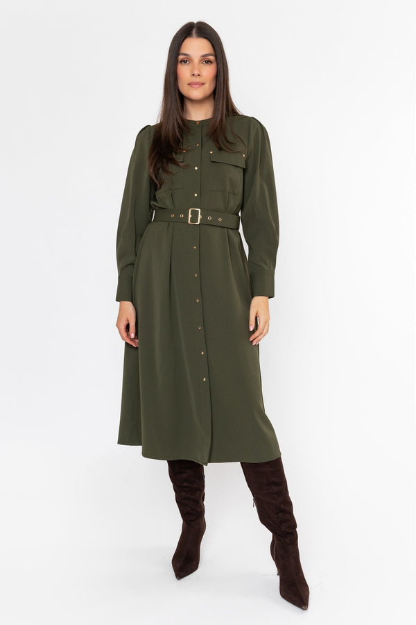 Carraig Donn Belted Long Sleeve Dress