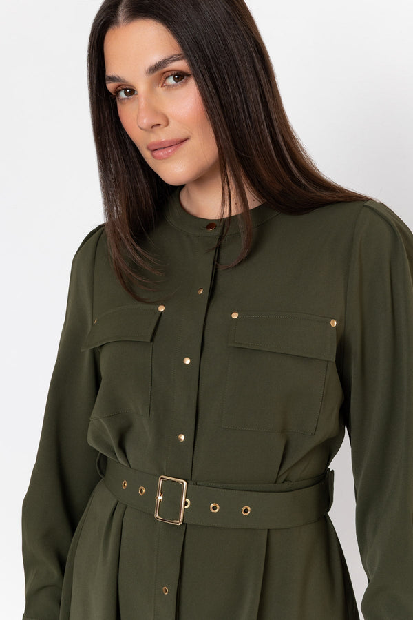 Carraig Donn Belted Long Sleeve Dress
