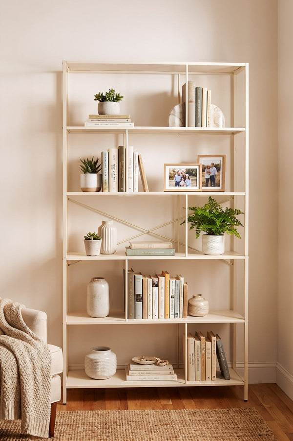 Carraig Donn Betty Cream Iron H180cm Bookshelf
