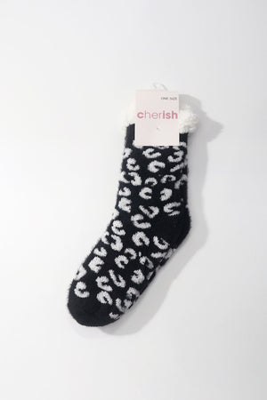 Carraig Donn Black Animal Print Slipper Socks