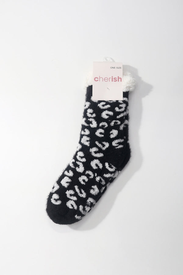 Carraig Donn Black Animal Print Slipper Socks