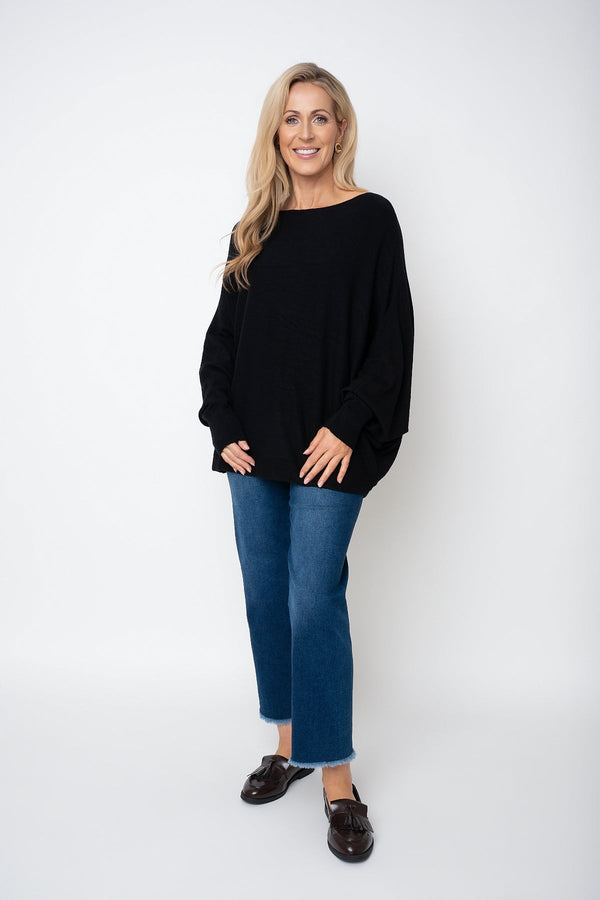 Carraig Donn Black Batwing Boat Neck Knit Jumper