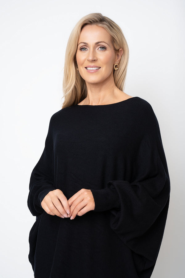 Carraig Donn Black Batwing Boat Neck Knit Jumper