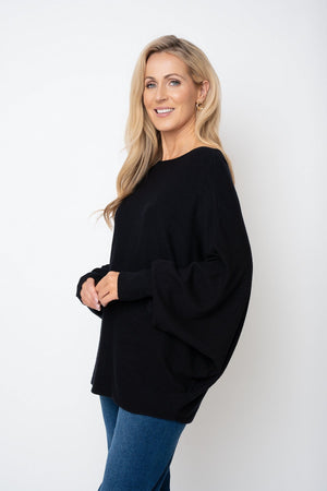 Carraig Donn Black Batwing Boat Neck Knit Jumper