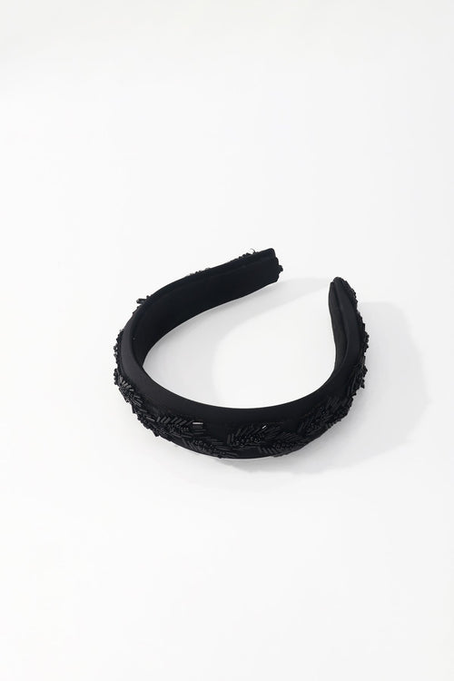 Black Bead Embellished Hairband