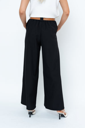 Carraig Donn Black Belted Wide Leg Trousers