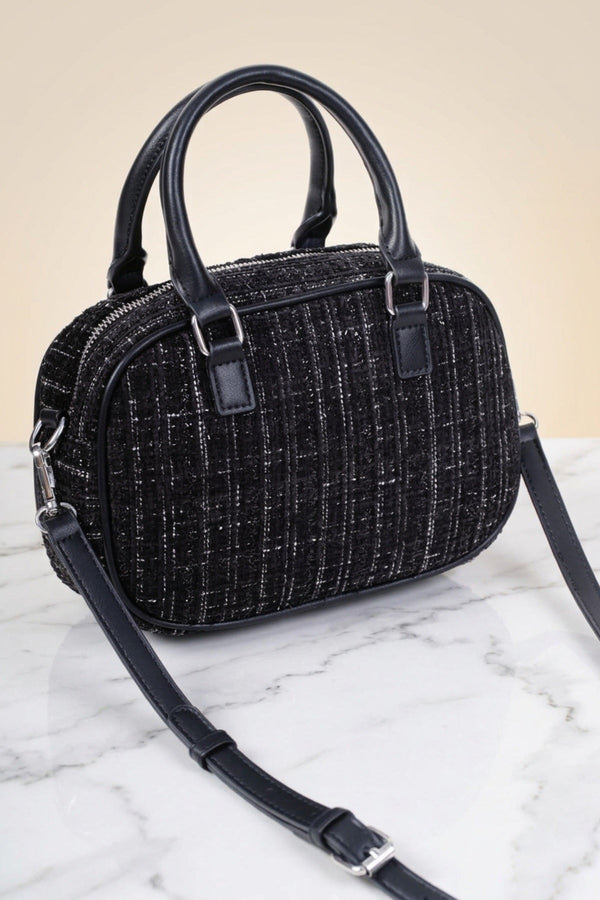 Carraig Donn Black Bouclé Grab Handle Crossbody Bag