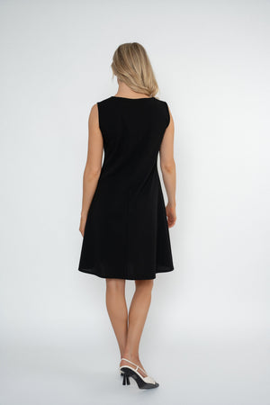 Carraig Donn Black Contrast Bow A-line Sleeveless Knee Length Dress
