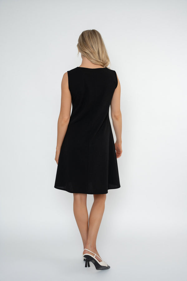 Carraig Donn Black Contrast Bow A-line Sleeveless Knee Length Dress
