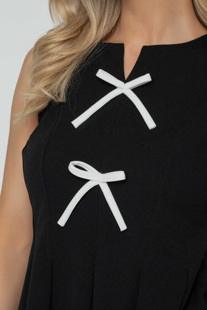 Carraig Donn Black Contrast Bow Peplum Sleeveless Top