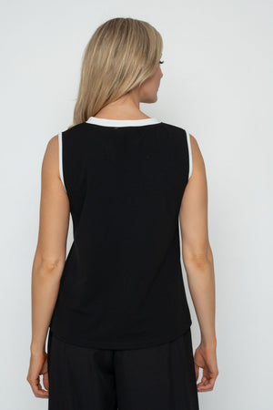 Carraig Donn Black Contrast Trim Sleeveless Top