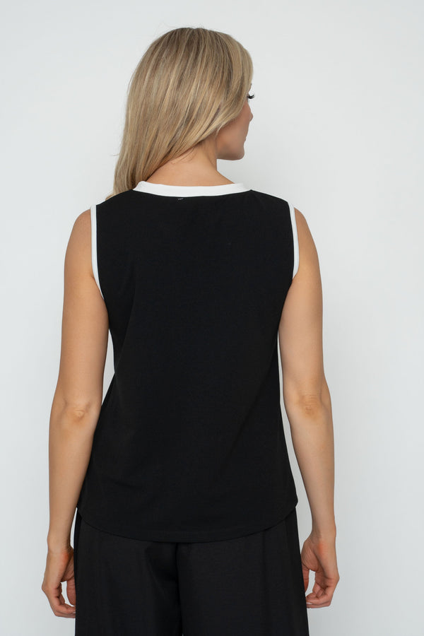 Carraig Donn Black Contrast Trim Sleeveless Top