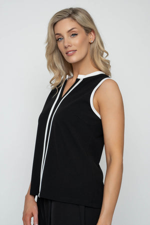 Carraig Donn Black Contrast Trim Sleeveless Top