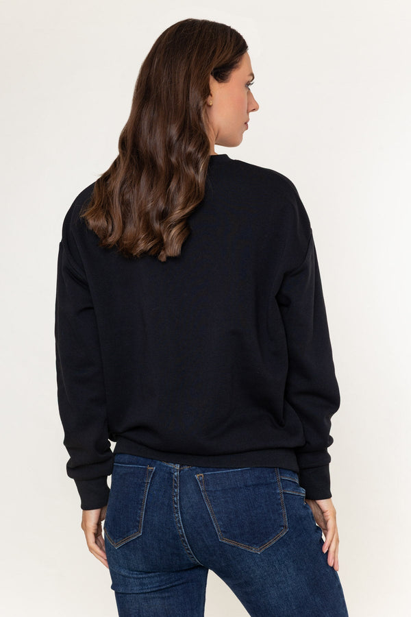 Carraig Donn Black Cotton Blend Lucky Horseshoe Embroidered Sweatshirt