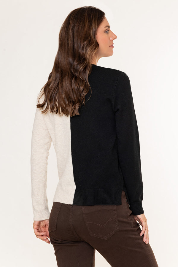 Carraig Donn Black & Cream Colour Block Star Knit Jumper