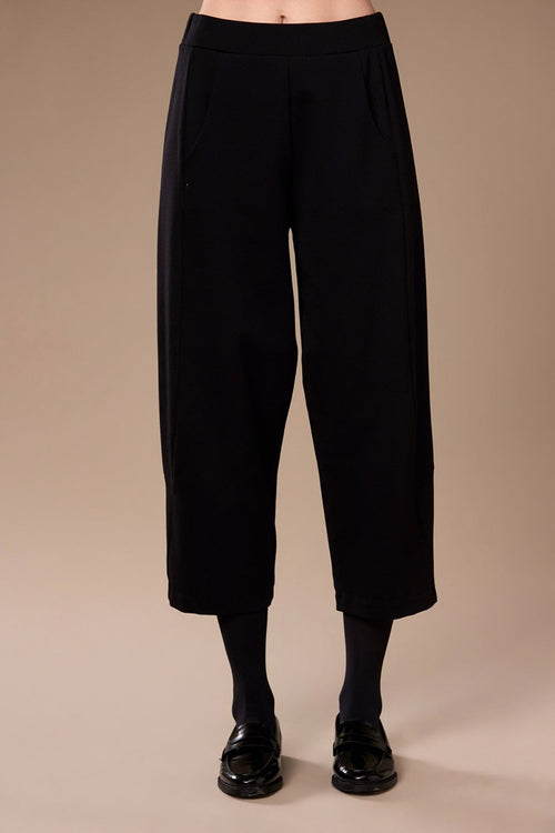 Black Cropped Length Slouch Design Trousers
