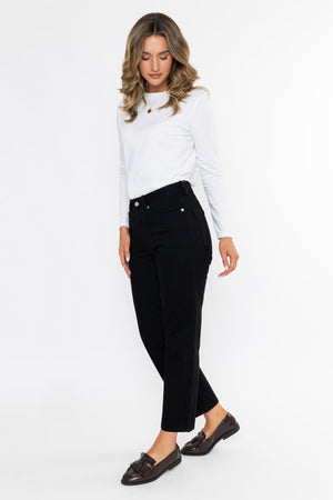 Carraig Donn Black Denim High Waist Straight Leg Jeans
