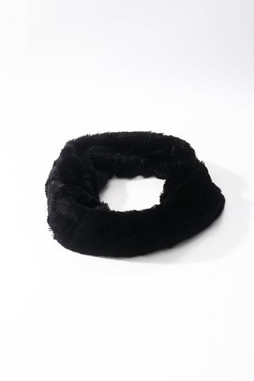 Black Faux Fur Snood Scarf