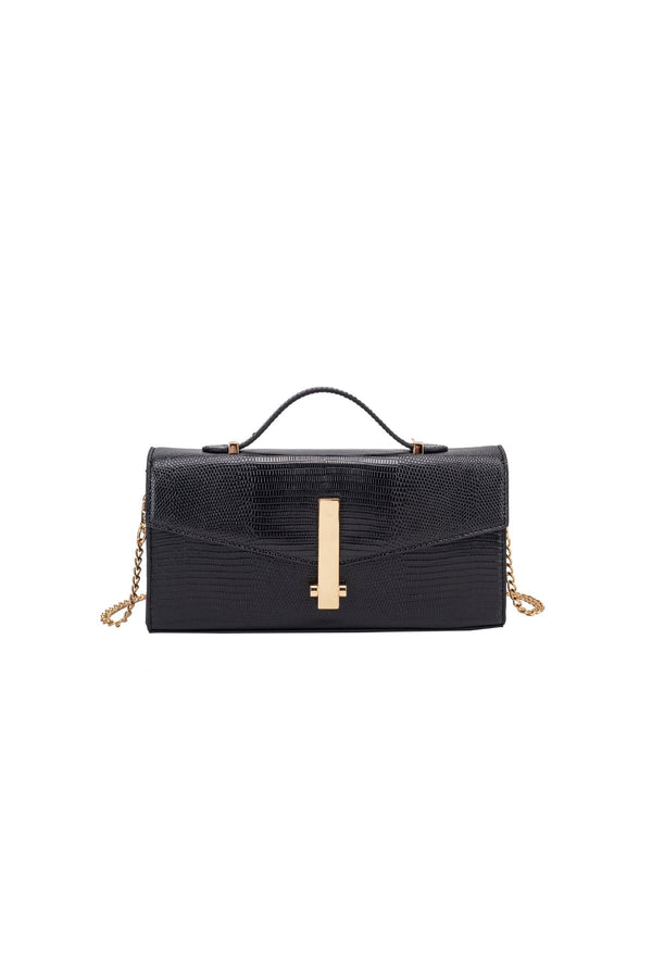 Carraig Donn Black Faux Leather Baguette Clutch Bag